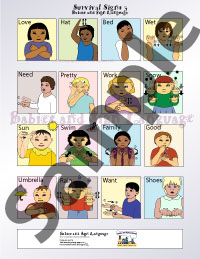 Picture of baby sign language poster signing chart with custom illustrated babies signing general signs