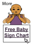 Image of illustrated baby signing more, text says Free Baby Sign language Chart!