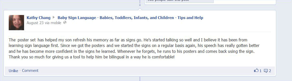 Kathy's Testimonial about these Baby Language Posters