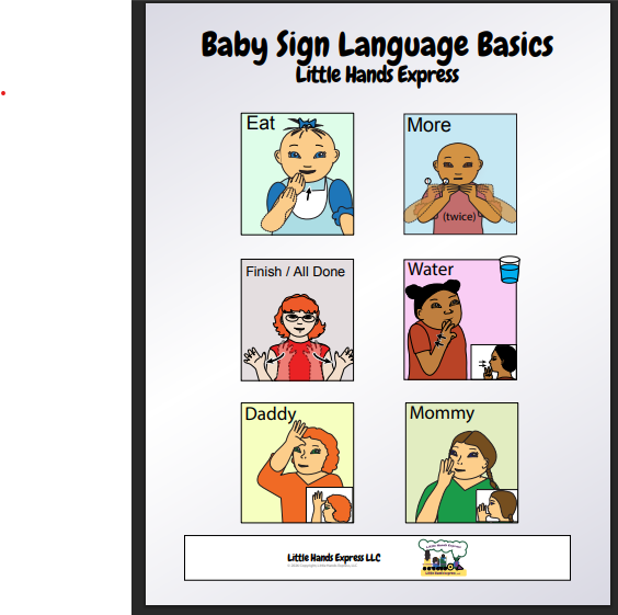 image of a free baby sign language printable poster of babies using sign language